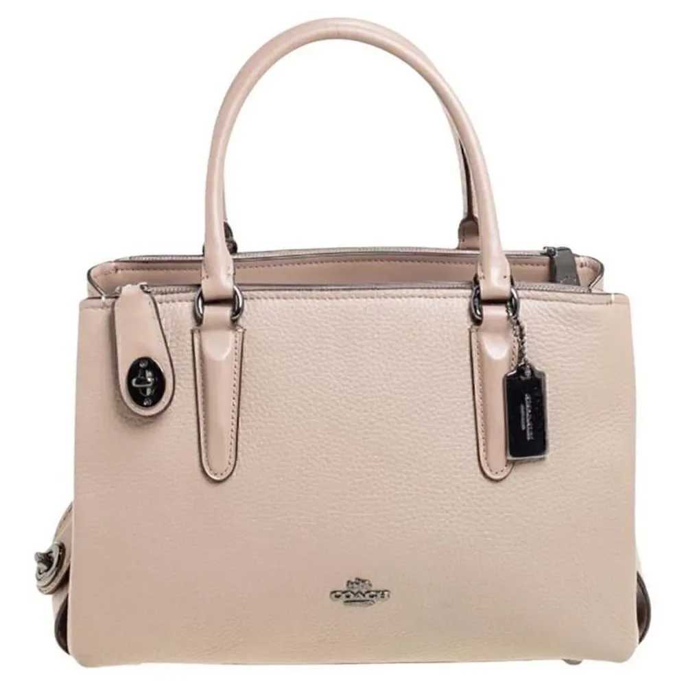 Coach Beige Leather Brooklyn Carryall Satchel